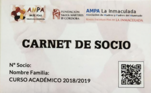 Carnet de socio AMPA en Secretaría